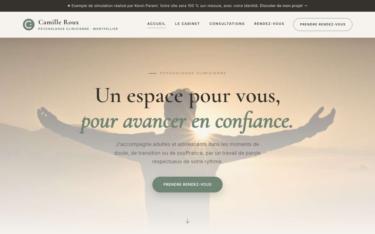 Page d'accueil du site de démonstration exemple-cabinet.fr