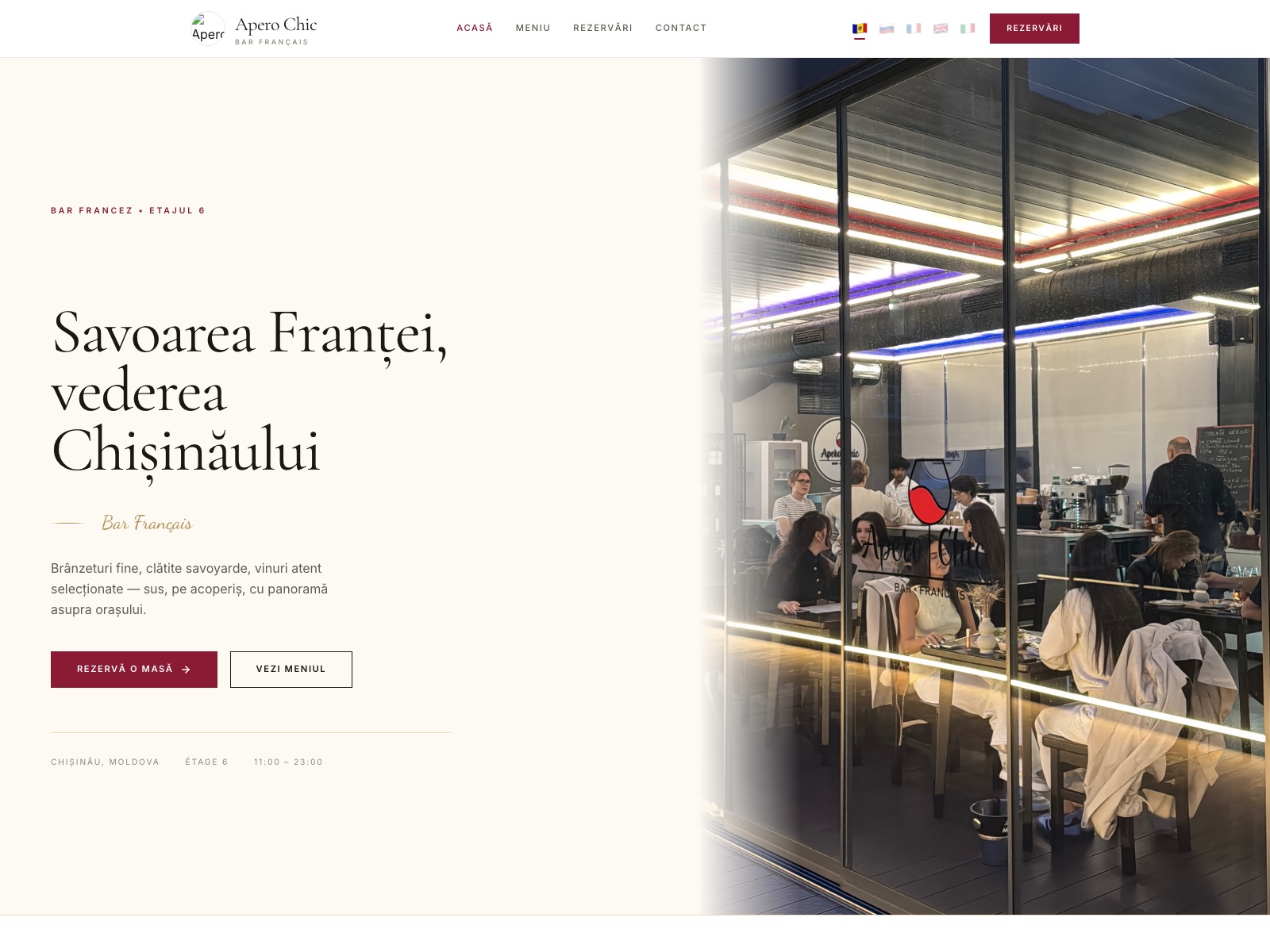 Site Apéro Chic, bar français à Chișinău